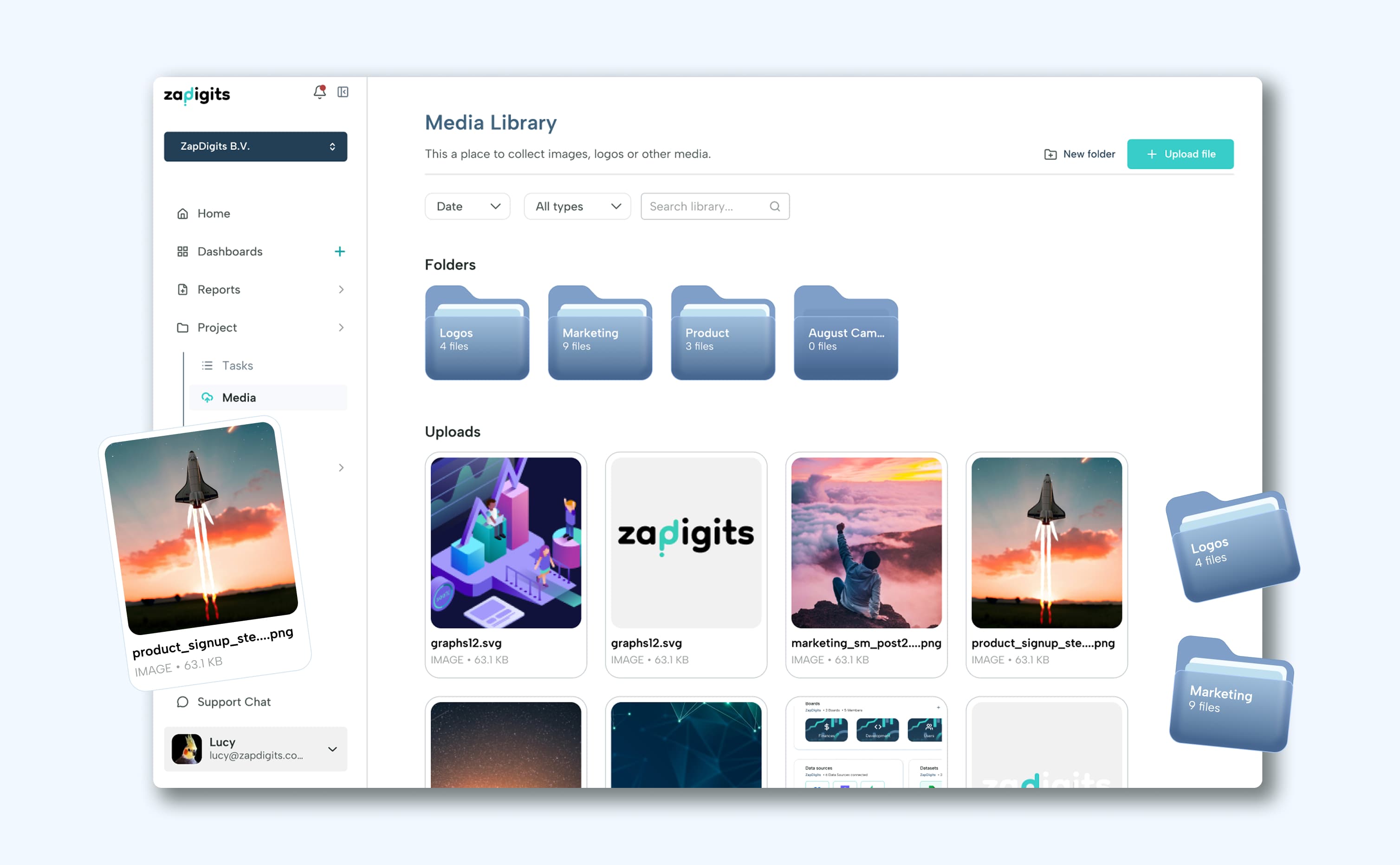 ZapDigits — Media library